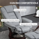 Poltrona Reclinabile 85x82x106 cm con Poggiapiedi in Pelle PU e Acciaio Grigio 