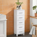 Cassettiera a 5 Cassetti 30x30x95 cm Piedini Regolabili in Legno FSC Bianco      