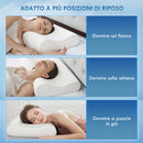 Cuscino Cervicale Memory Foam a Doppia Altezza 60x40x10-12 cm con Copertura Rimovibile e Lavabile Bianco Crema  
