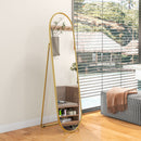 Specchio da Terra Ovale con Supporto 40x41x159 cm in Vetro e Metallo Oro
