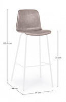 Set 2 Sgabelli 39x44x103,5 cm in Similpelle Bianco e Beige