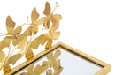 Comodino Mensola Butterflies Coppia 43x19,2x16,5 cm in Ferro e MDF e Specchio Oro      