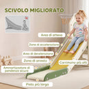 Scivolo per Bambini 1-3 Anni 191x100x84 cm con Arrampicata e Canestro in HDPE Crema      