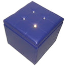 Cubo Pouf Contenitore in Similpelle e Cristalli Renier Blu