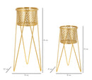 Porta Vasi Nat Coppia 21x20x46 cm - 18x18x32 cm in Ferro Oro      