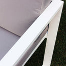 Set Salotto da Giardino Divano 2 Poltrone e Tavolino con Cuscini in Alluminio Bianco