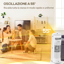 Stufa Elettrica Ceramica 2000W con 4 Modalità Riscaldamento Regolabile e Oscillazione Bianco      