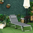 Sdraio Pieghevole 60x165x76 cm con Poggiatesta e Schienale Regolabile in Alluminio Grigio      
