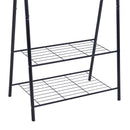 Stander Appendiabiti con 2 Ripiani Scarpiera in Acciaio Robusto Nero 100x46x148 cm 