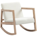 Poltrona Relax a Dondolo 60x81x71 cm Struttura in Legno di Caucciù Crema   