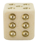 Decorazione Dado Quarzy 12x12x12 cm in Resina Bianco e Oro      