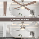 Ventilatore da Soffitto con Luce LED Ø130 cm 3 Velocità e Motore Reversibile Argento e Legno