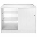 Bancone Espositore 120x90x60 cm per Negozio con Vetrina Ripiani in Vetro Bianco Brillante