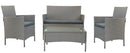 Set Salotto da Giardino Divano 2 Poltrone e Tavolino in Rattan Grigio