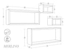 Set 3 Mensole Cubo da Parete Quadrato e Rettangolare in Fibra di Legno Merlino Rovere Grigio