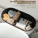 Pouf Contenitore Pieghevole 76x38x35 cm con Vano da 72L e Rivestimento in Velluto Crema      