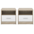 Set 2 Comodino 49,5x33,5x42 cm Nepo rovere sonoma bianco