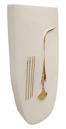 Decorazione Murable Mumbasa 26x6,5x39,5 cm in Ceramica Bianco e Oro      