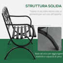 Panchina da Giardino 2 Posti 128x58,5x85 cm in Acciaio e Ghisa Nero