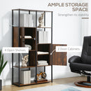 Libreria 4 Ripiani 2 Ante 90x30x159,5 cm in Metallo e Truciolato Nero e Marrone