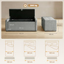 Cassapanca Contenitore 122x48x44 cm Capienza 142L Pouf Seduta Ampia Imbottita Capacità 200 kg in Lino Grigio Chiaro      