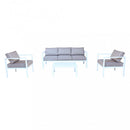 Set Salotto da Giardino Divano 2 Poltrone e Tavolino con Cuscini in Alluminio Bianco