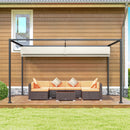 Pergola da Esterno 3x2 m con Tettuccio Retrattile in Metallo e Poliestere Crema e Grigio      