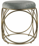 Sgabello Tondo Ø40x46 cm in Ferro e Velluto Soriani Grigio