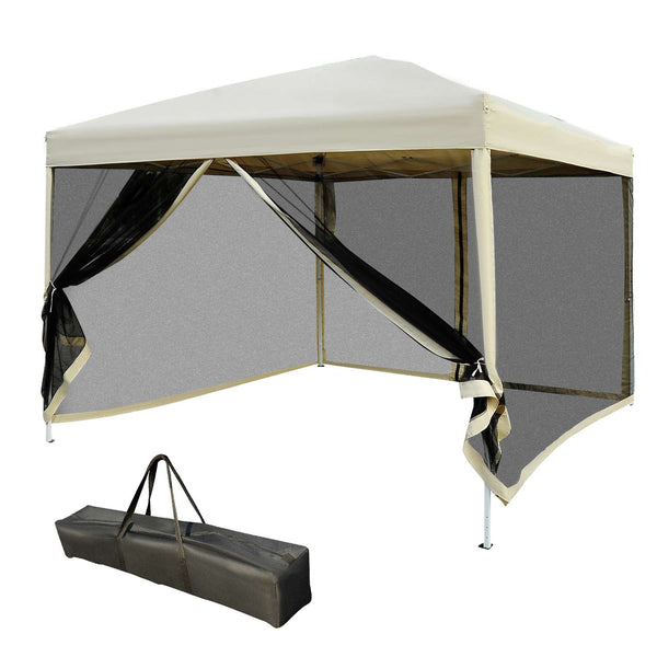 online Gazebo da Giardino 3x3m in Acciaio Pareti Rimovibili Tessuto Oxford Crema