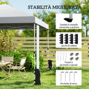 Gazebo Pop Up da Giardino 293x293x272 cm con Tasche Portaoggetti e Sacchi di Sabbia in Tessuto Oxford Bianco      