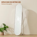 Specchio a Figura Intera da Terra 40x4x160 cm con Supporto Pieghevole in Vetro e Metallo Argento      