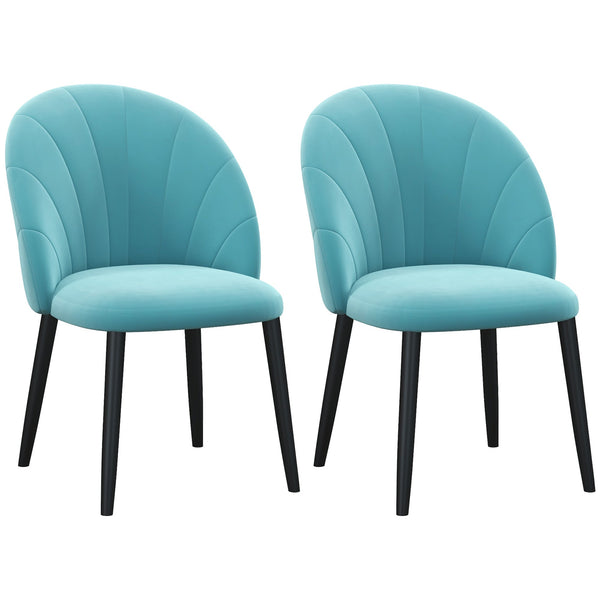 sconto Set 2 Sedie Imbottite 52x54x79 cm in Tessuto Effetto Velluto Verde Chiaro