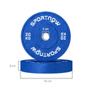 Set 2 Dischi Pesi da 20kg in Gomma con Foro da 2"/5 cm per Manubri e Bilancieri Blu    