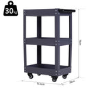 Carrello in Acciaio 3 Ripiani Nero 43.5x28x78 cm 
