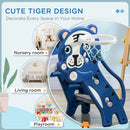 Scivolo per Bambini 133x60x70 cm con Canestro Laterale in PE Blu e Grigio