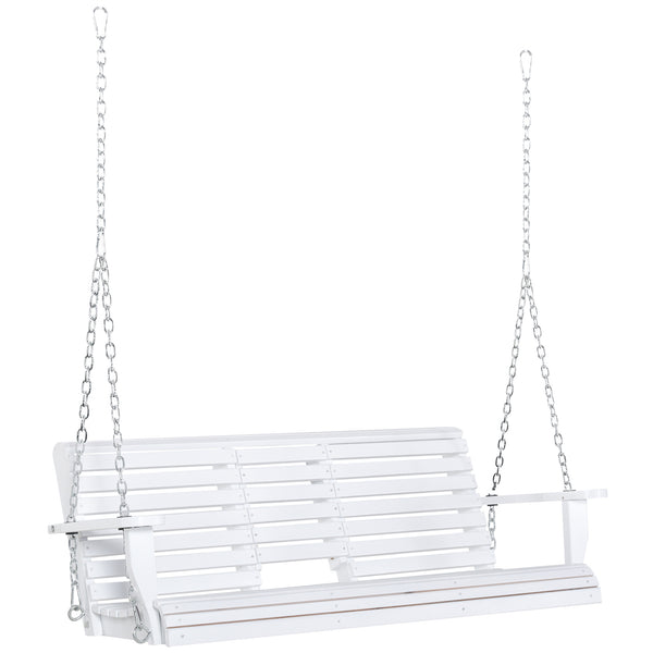 online Dondolo 3 Posti da Esterno 150x75x53 cm con Tavolino Centrale e Portabicchieri in Legno e Metallo Bianco