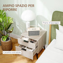 Set 2 Comodini Stile Nordico 40x40x50 cm con Cassetti in Legno Rovere  