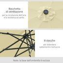 Ombrellone da Giardino Inclinabile Ø265 cm con 32 Luci LED Solari e Manovella Beige      