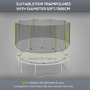 Rete di Protezione per Trampolini a 8 Pali con Ingresso con Cerniera Ø366x180 cm in PE Nero e Verde