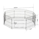 Recinto Gabbia per Cani Gatti in Acciaio 8 pezzi Ø158x76 cm 