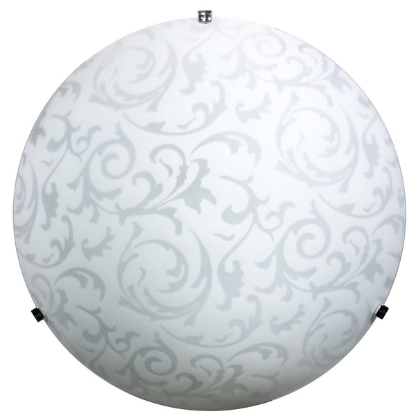 prezzo Plafoniera 1xE27 Ganci Cromo Vetro Lastra Bianco Decorato Damasco E-Energy Michela