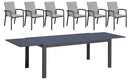 Set Tavolo Allungabile e 6 Sedie da Giardino in Alluminio e Textilene Antracite