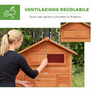 Pollaio 113,5x67,5x95,5 cm con Nido Tetto Impermeabile Vassoio Estraibile 2 Trespoli Rampa e Finestra in Legno Arancione      