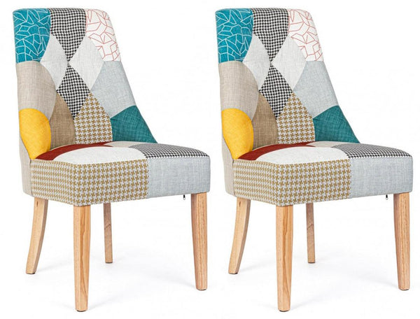 sconto Set 2 Sedie 51x62x93 cm in Tessuto Patchwork
