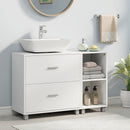 Mobile Sottolavabo da Bagno 90x30x60 cm con 2 Cassetti e Ripiani Aperti in Legno Bianco      