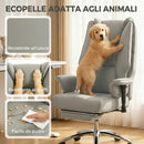 Sedia da Ufficio Ergonomica 78x70x118-126 cm Reclinabile con Poggiapiedi Schienale Alto in Finta Pelle Grigio Chiaro      