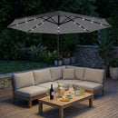 Ombrellone a Sbalzo 3 m con Luci LED Solari da Giardino in Metallo e Poliestere Grigio      