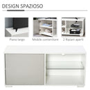 Mobile TV 100x40x45 cm in Legno Truciolare e Vetro Bianco e Grigio