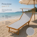 Lettino Prendisole 189x58x36 cm con Struttura in Alluminio Effetto Legno e Tessuto Grigio Chiaro     