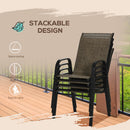 Set 4 Sedie da Giardino in Metallo e Tessuto Marrone